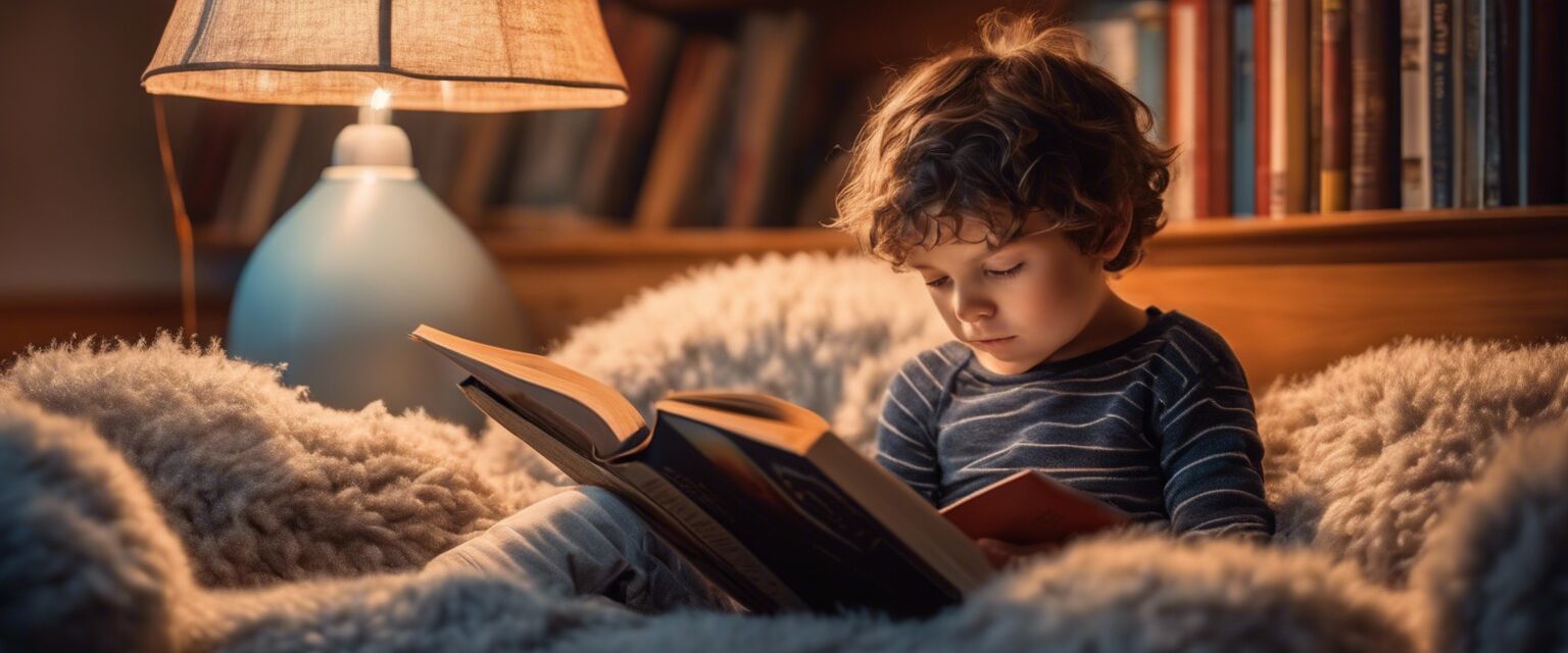 Child reading an educational book